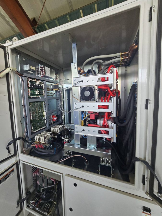 Central inverter cabinet open for inspection